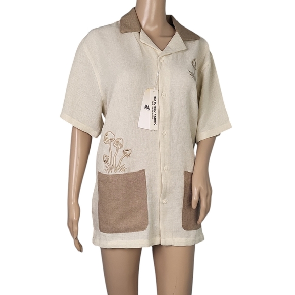 Malibu Drill Clothing Men’s Mushroom Shirt Button Up Double Pocket - Picture 1 of 6